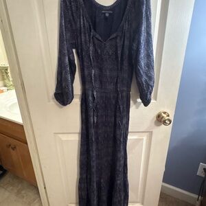 Casual Navy Patterned Maxi Dress